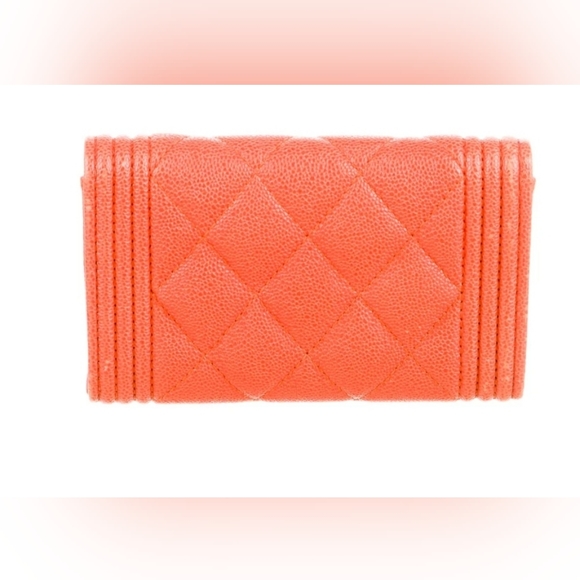 CHANEL 2020 Orange Leather Compact Wallet Card Holder - Picture 3 of 12